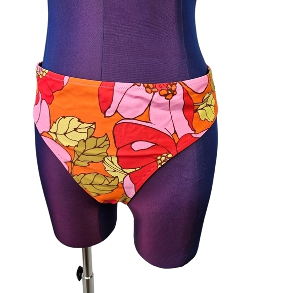 NWOT Aerie High Leg Cheeky Bikini Bottoms Retro Floral Print Size XXL Women's - Picture 7 of 7